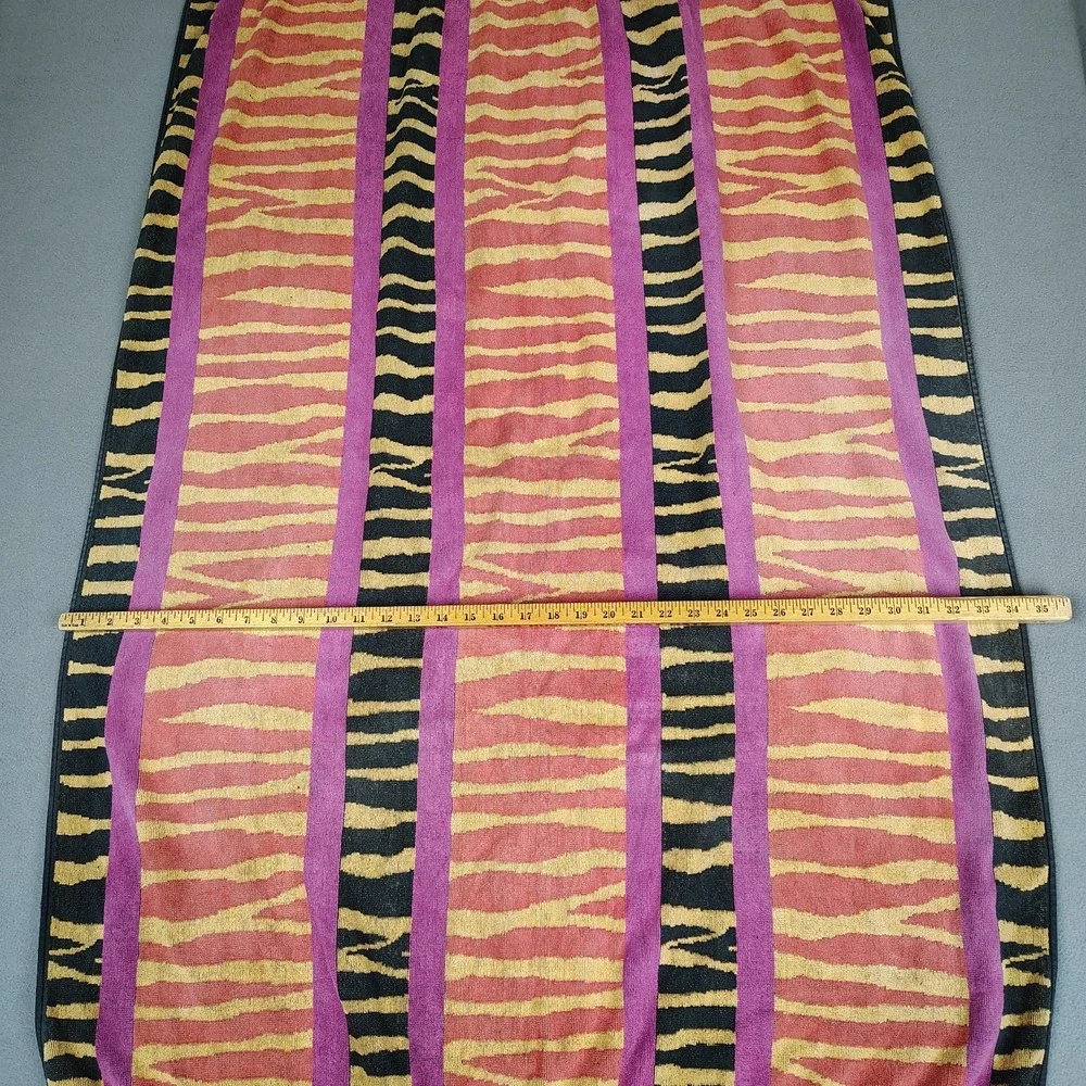 Vintage Tropical Escape Beach Towel Bengal Tiger Print Heavy Cotton XL 34x65